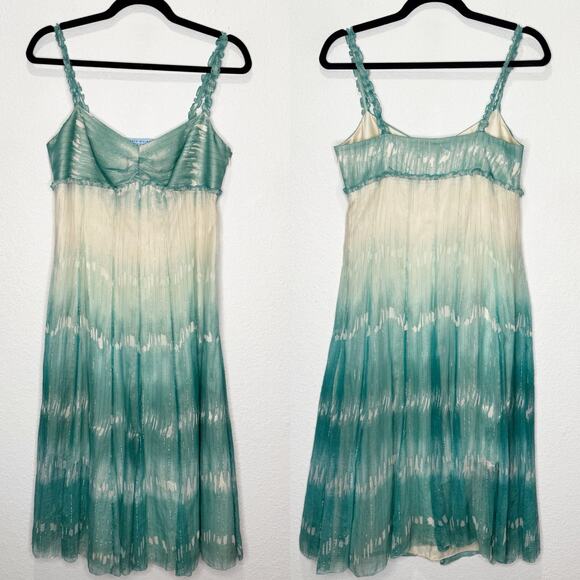 Antonio Melani Dresses & Skirts - Antonio Melani Y2K Silk Fairy Ocean Sparkle Babydoll Empire Waist Mini Dress